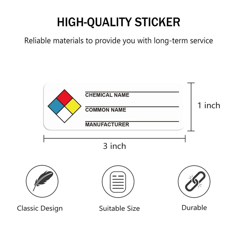 Well Tile SDS Stickers/MSDS Stickers for Chemical Safty Data 1 X 3 Inches - Chemical Identifying and Labeling Sticker Decals - 250 HIMG Write-in Labels - Image 3